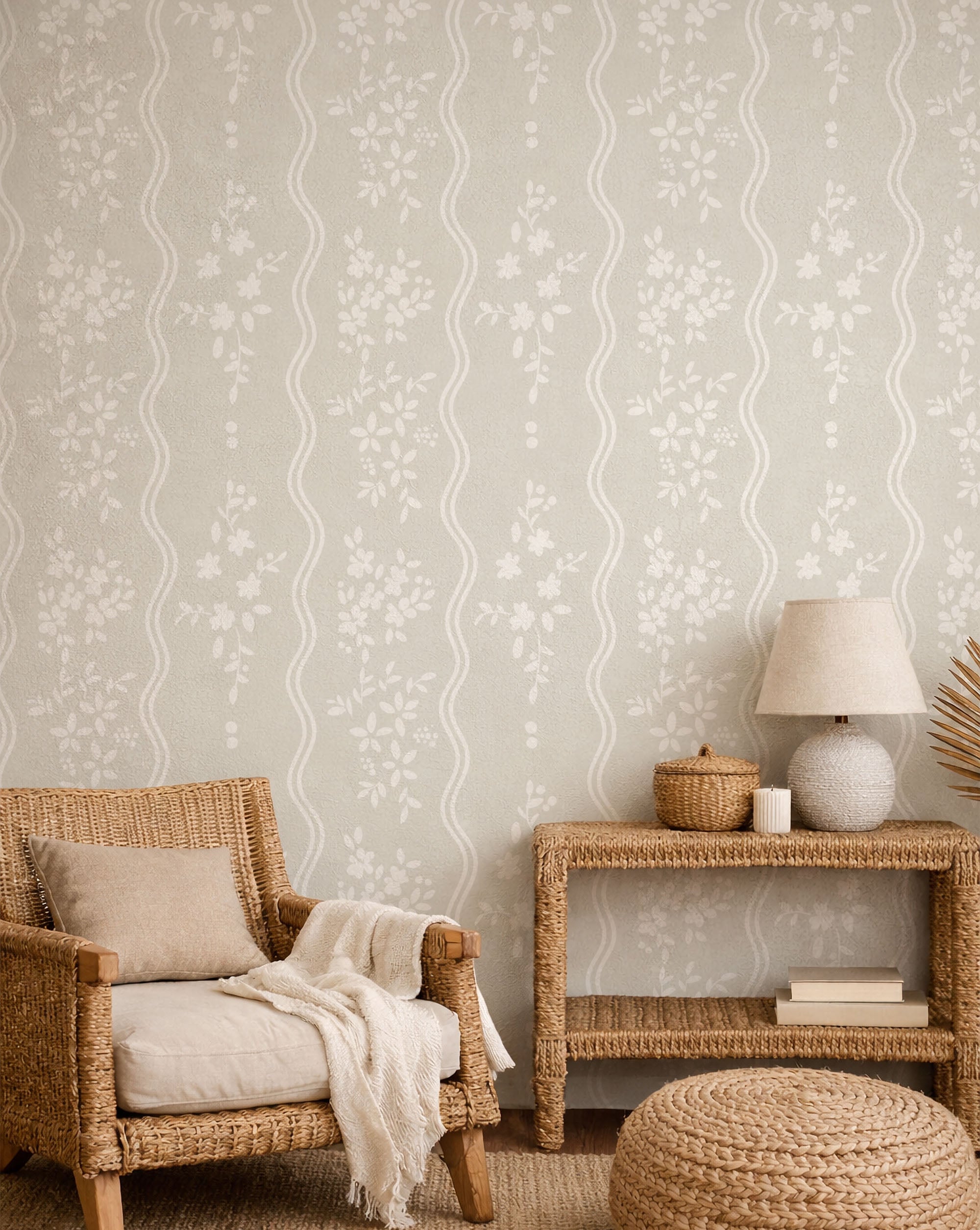 Prairie Core Stripes peel and stick wallpaper room mockup